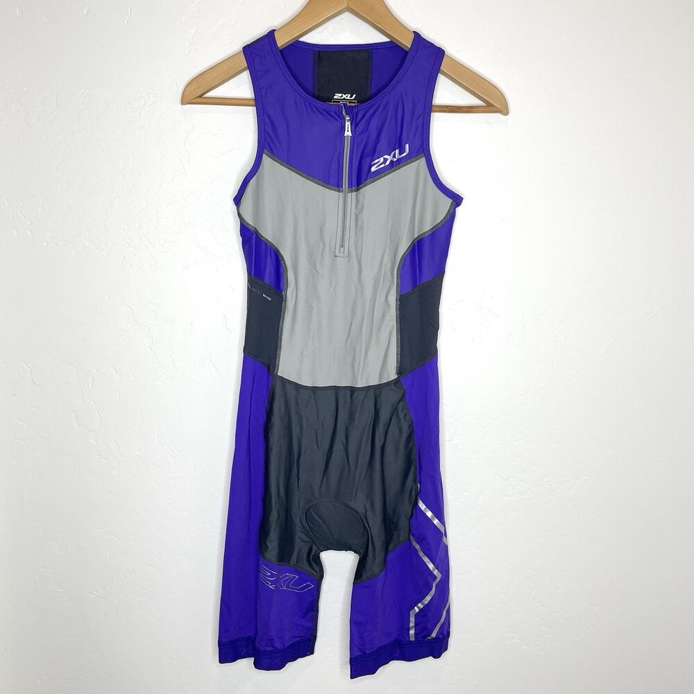 2XU G:2 Compression Tri Suit Womens Medium Purple Silver Triathlon